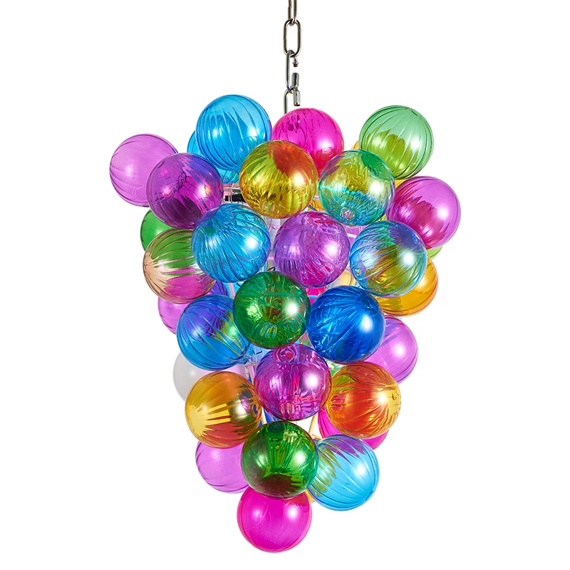 

Colorful Glass Ball Chandelier Nordic Creative Beautiful Pendant Lamp Chandelier for Home Hotel, Customized