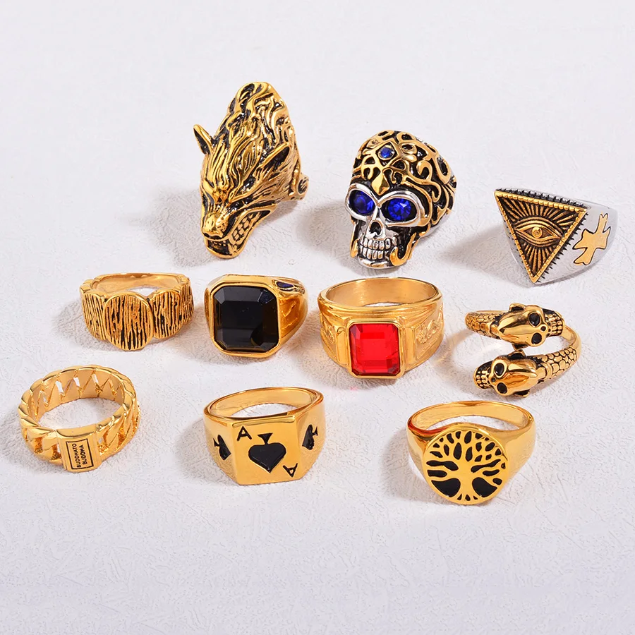 

Fingers Skull Hip Hop Stone Boys Ring Designs Black Gold Men Diamond Rings Jewelry Stainless Steel For Men Men's Rings