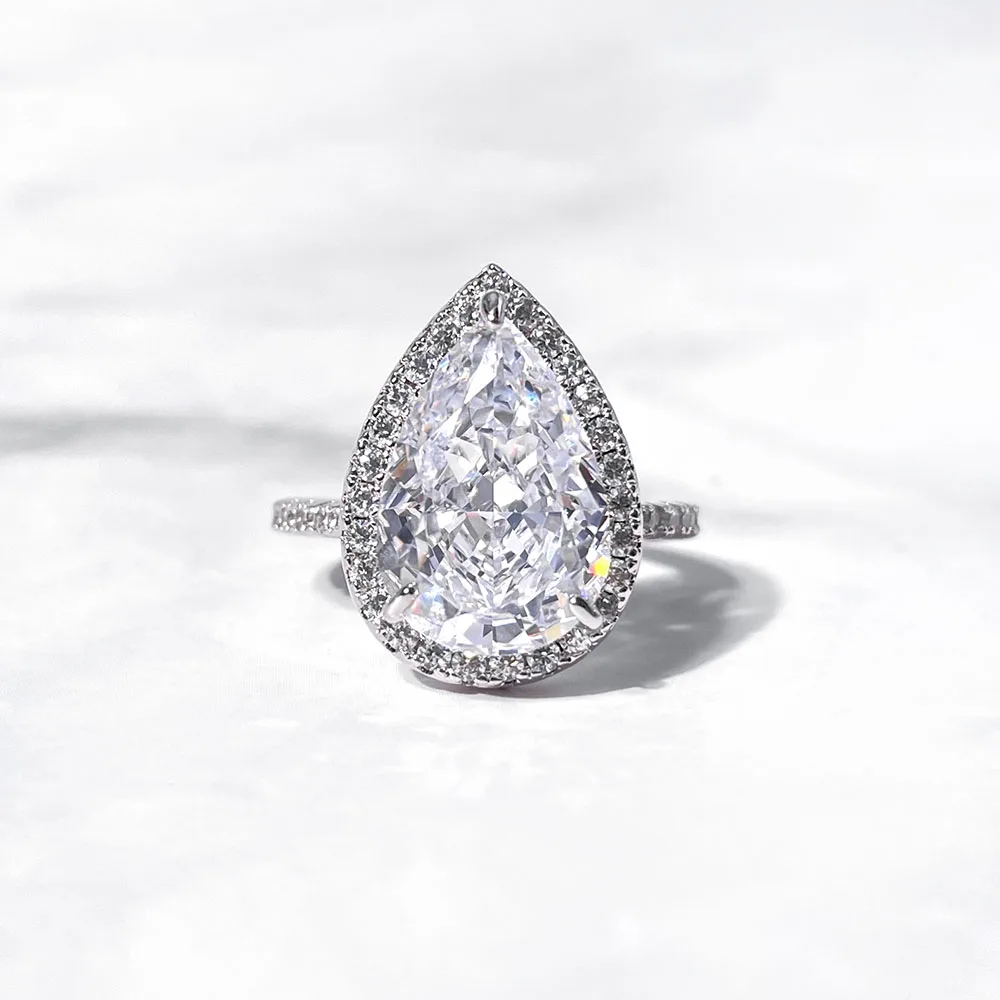 

luxury teardrop 8A zircon sterling silver diamond rings