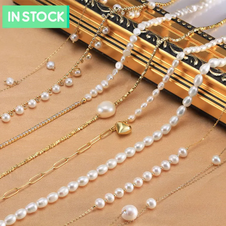 GPN-2 Waterproof Pearl Women Jewelry Accessories Joyeria 14K Gold Chain Choker 925 Sterling Silver Freshwater Pearl Necklaces