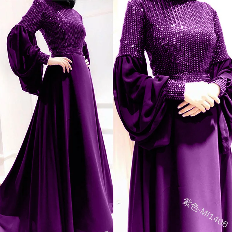 

New style dress sequins chiffon patchwork lantern sleeves cuff high-waisted dress, Blue/red/white/green