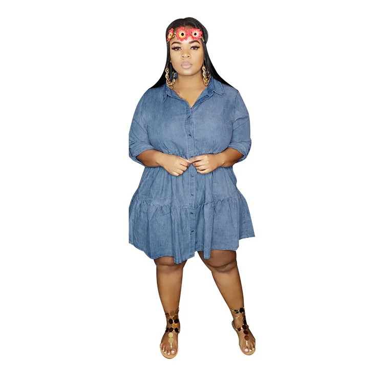

KUYA jeans pleated dresses women lady plus size dress skirts women clothing
