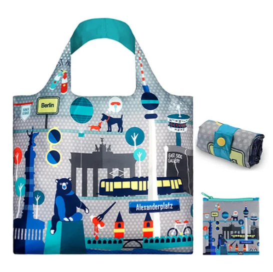 

Wholesale Fashion Eco-friendly Pouch Foldable Reusable Folding Polyester Shopping Bag, Customized color