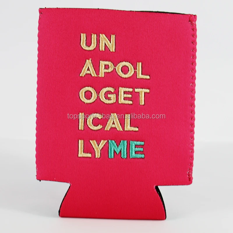

2021 OEM Red Neoprene Embroidery Beer Can Cooler Sleeve for Party, Any pantone color or multicolor