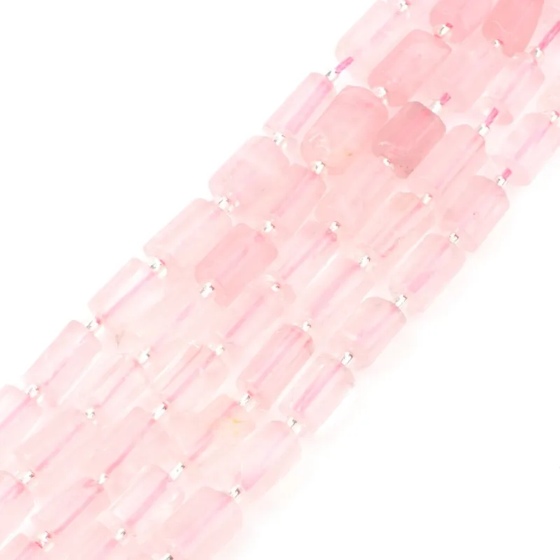 

Wholesale 7.5 Inch Natural Pink Quartz Stone Beads Cylinder Shape Loose Beads For DIY Charms Bracelet Accessories