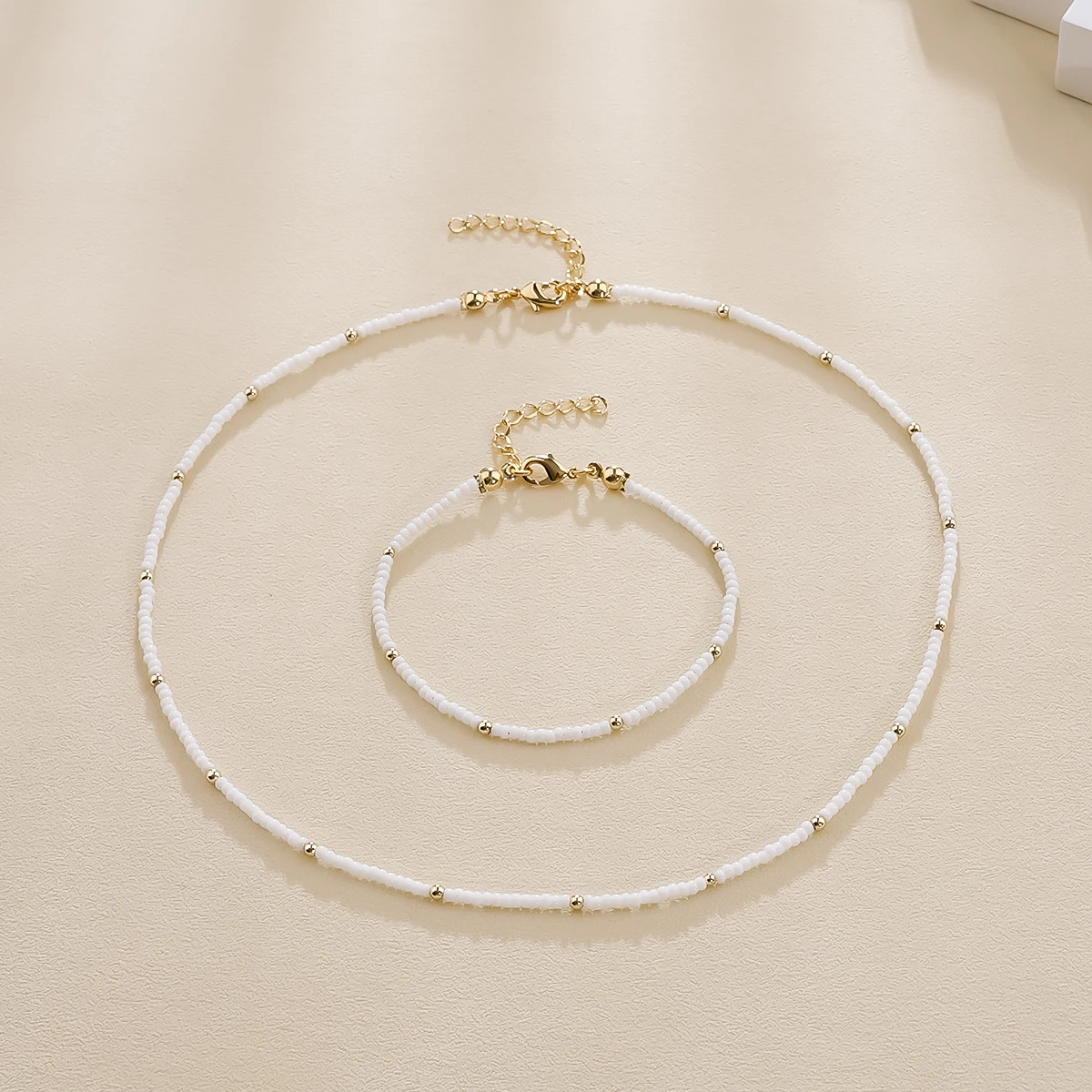 

Factory Directly Hot Saling Fashion luxury Handmade Beaded Necklace & bracelet Jewelry set for women