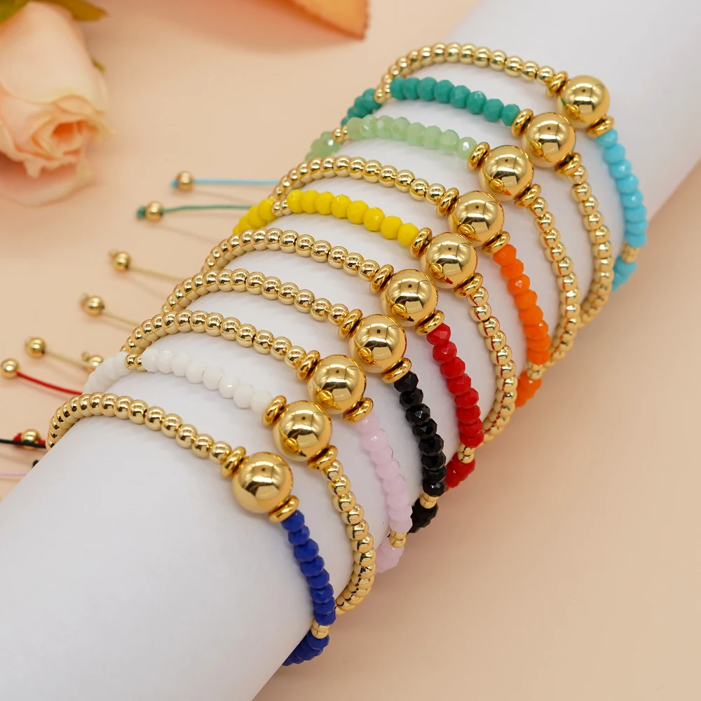 

Go2boho New In Gold Plated Crystal Bead Friendship Bracelets For Summer Fashion Women Jewelry Minimalist Design