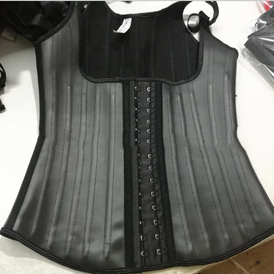 

High Quality 25 Steel Boned Slimming Latex Fitness Body Shaper Waist Trainer, Black