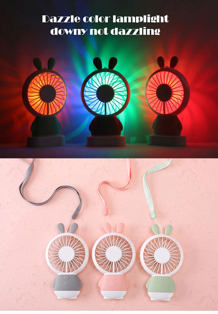Factory Wholesale Lovely Colorful Mini Portable Handheld Hanging Neck Fan