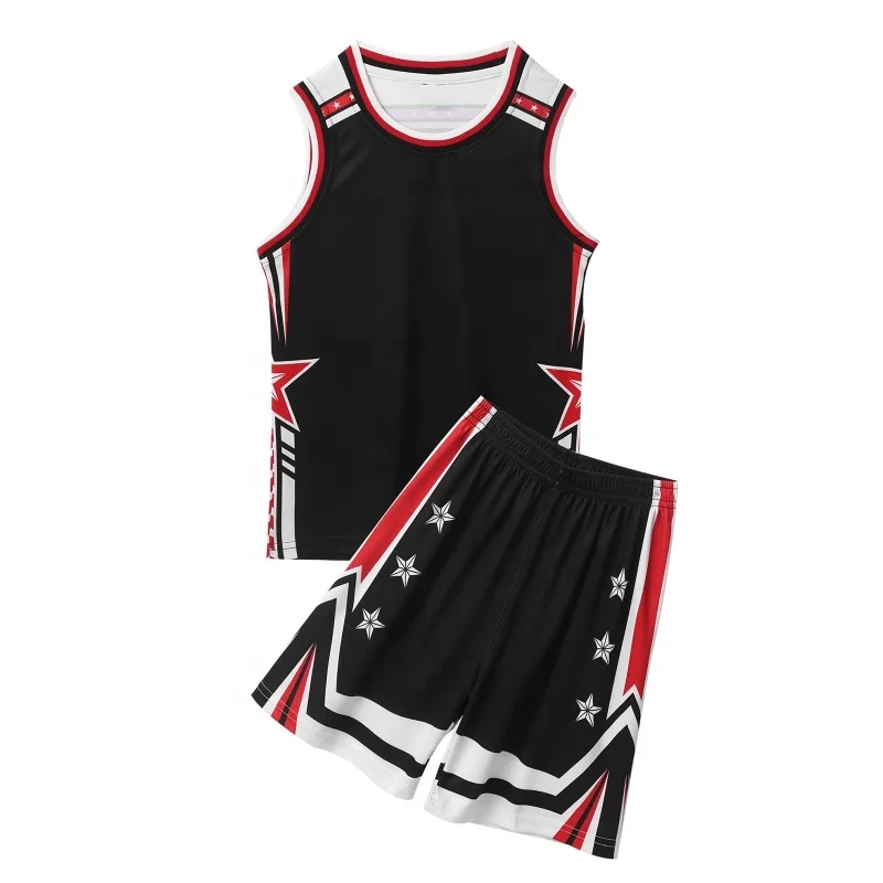 

2Pcs Kids Boys Breathable Round Neck Sleeveless Stripes and Stars Print Top and Sport Shorts Basketball Suit Set