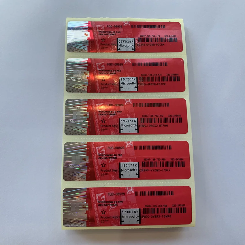 

New Microsoft Windows 10 Professional key OEM Red Blank COA Sticker Download