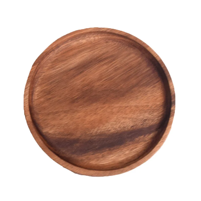 

Walnut Wood Plate Round Serving Tray Eco-Friendly Reusable Snack Plate For Snack Candy Platter Wooden Kichen Tools, Natural