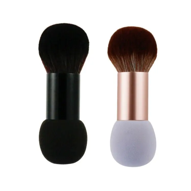 

Fashion Black Custom Label Dual Loose Powder Foundation Beauty Egg Blush Sponge Puff and Makeup Brush, Customied