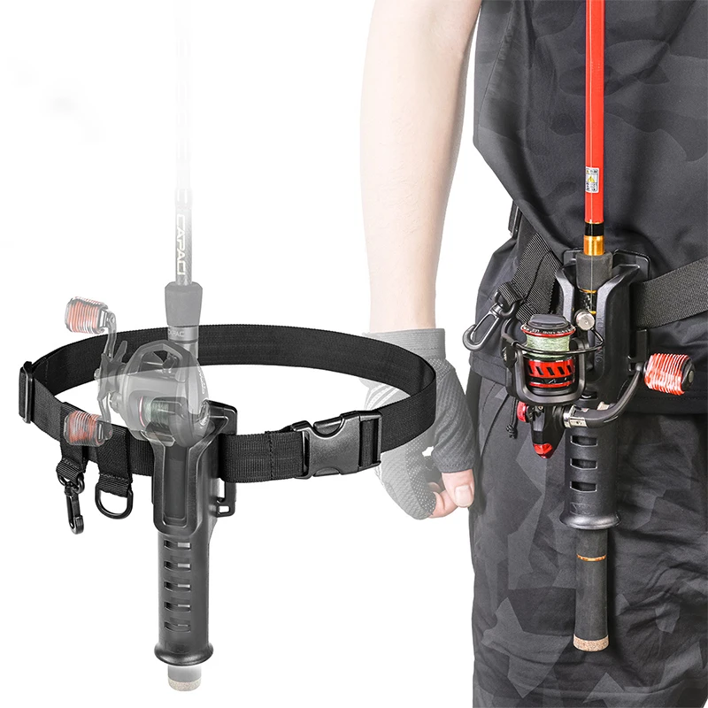 

New Adjustable Waist Belt Fishing Supplies Fishing Rod Belly Fishing Rod Holder Belt, Black