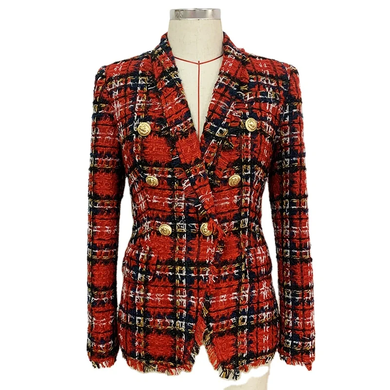 

2021 new arrivals wholesale high quality tweed fabric stand collar women leisure jackets blazers