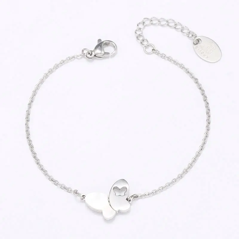 

Stylish Hollow Shell Butterfly Pendant Stainless Steel Accessories Adjustable Chain Bracelet