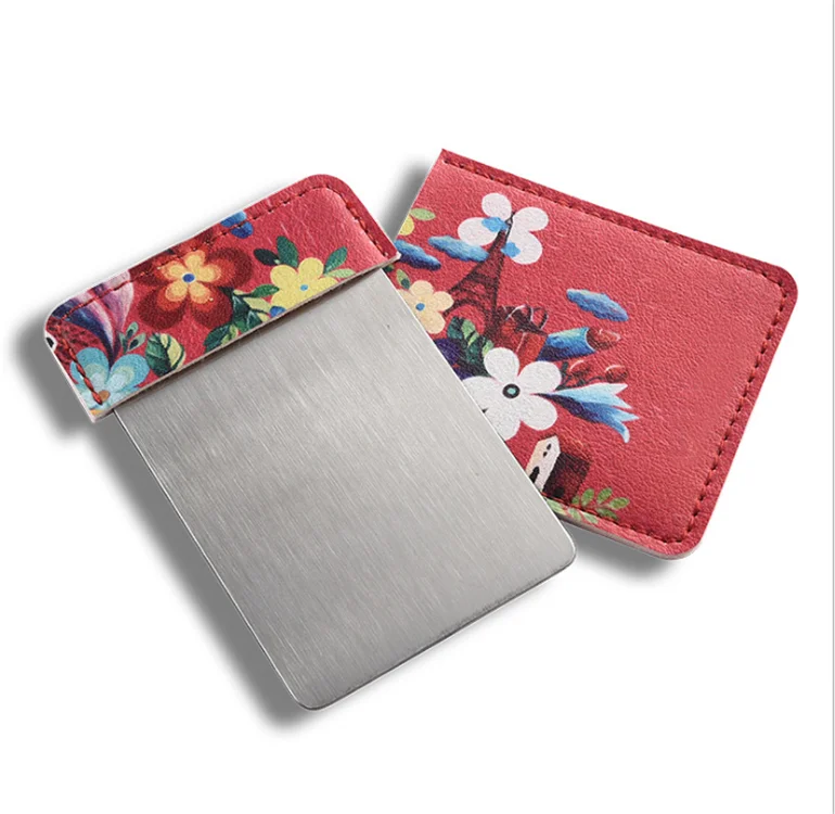 Advertising Small Rectangle Handheld Mirror Custom Small Leather Pocket Mirror Stainless Steel Mirror