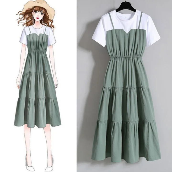 

2021 new design elegant patchwork dress fashion plus size women casual dresses