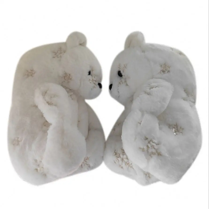 

DHL Free Shipping Muti-colors Free Shipping Animal Cartoon Teddy Bear Furry Women Fur Slides Bear Slippers For Womens Kids, Picture
