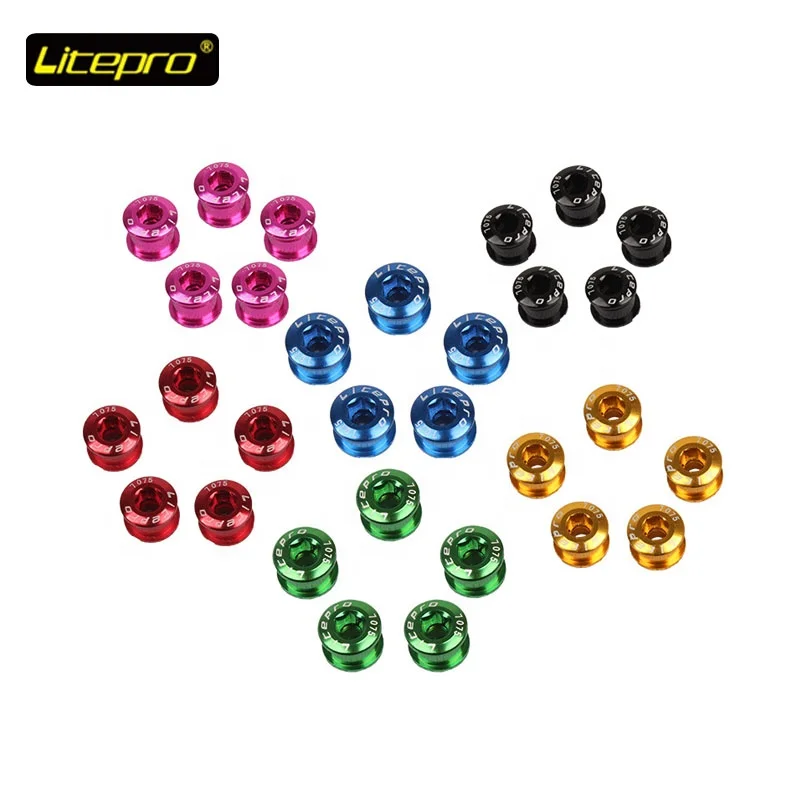 

7075 Aluminium screws MTB chainring bolt folding Bicycle Chainring screw Bolt Road Bike crank arm bolt, Silver/red/golden/blue/green/purple/black/rose red