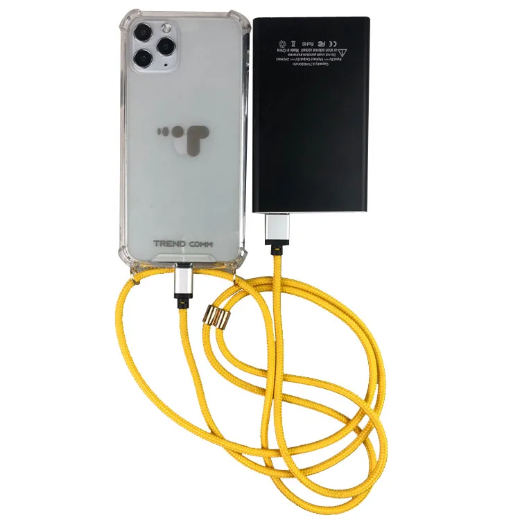 

Crossbody Lanyard Mobile Phone Accessory USB Cable Necklace Strap Phone Case For iPhone, Black, yellow, blue, red,rainbow