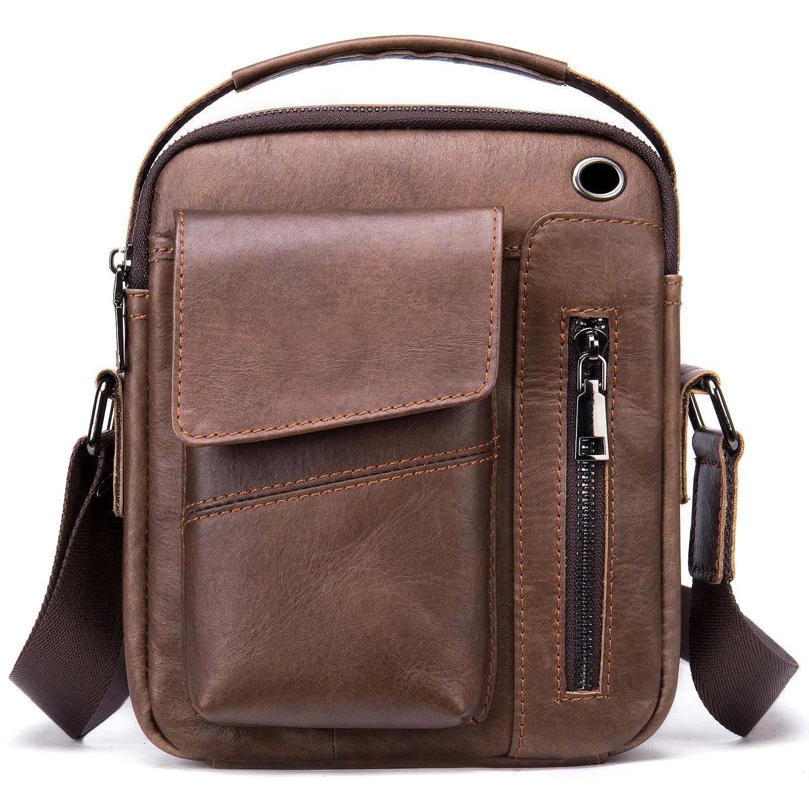 

Men's Cowhide Cross-body Bag Genuine Leather Retro Shoulder Bag High Quality Outdoor Leisure Cross Body Business Bag, Picture