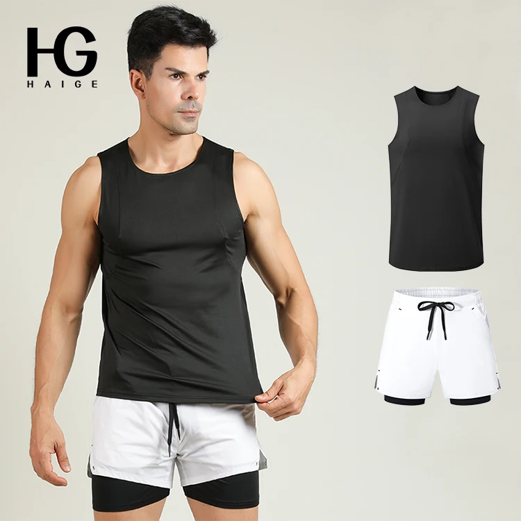 

Sleeveless Sweatshirt And Shorts Set Mens Summer Sport Wear Set For Men Training Wear Set Men Muscle Workout Tank Tops