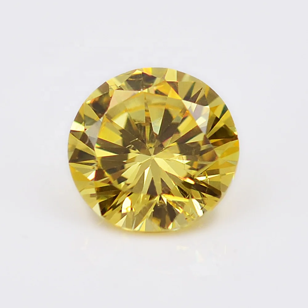 Baifu Jewelry Hot Sale Loose Round Middle Yellow Cubic Zirconia for Ring Necklace Pendant