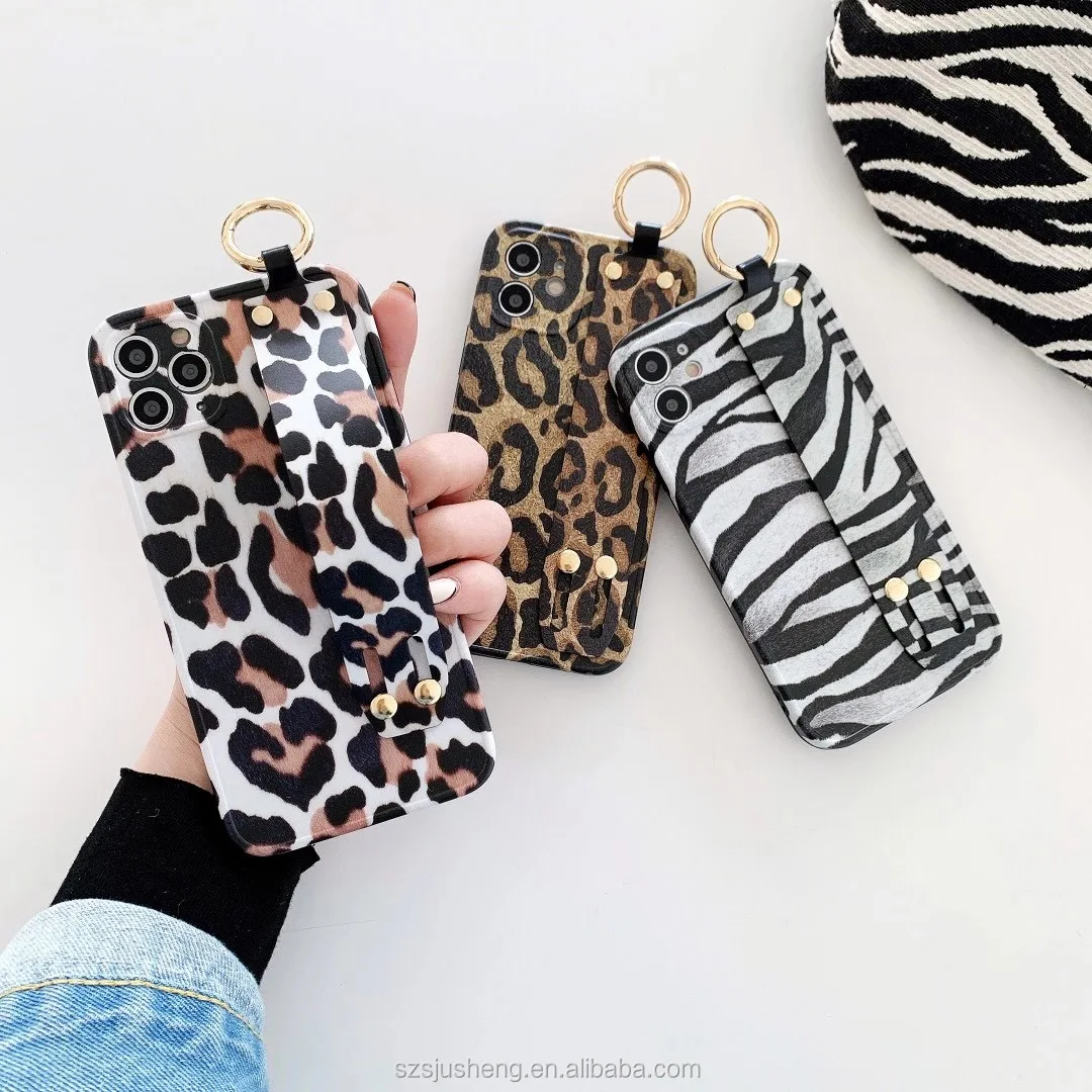 

Wholesale original female personality leopard and zebra print IMD wristband phone case for iPhone11Promax/12Promax/8plus/xsmax