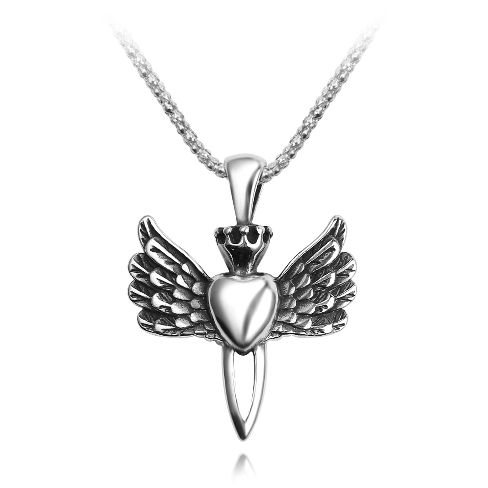 

New Design Vintage Men Women Alloy Tooth Wings Pendant Necklace Vintage Medical Necklaces Jewellery for Dentist Friends, Vintage silver