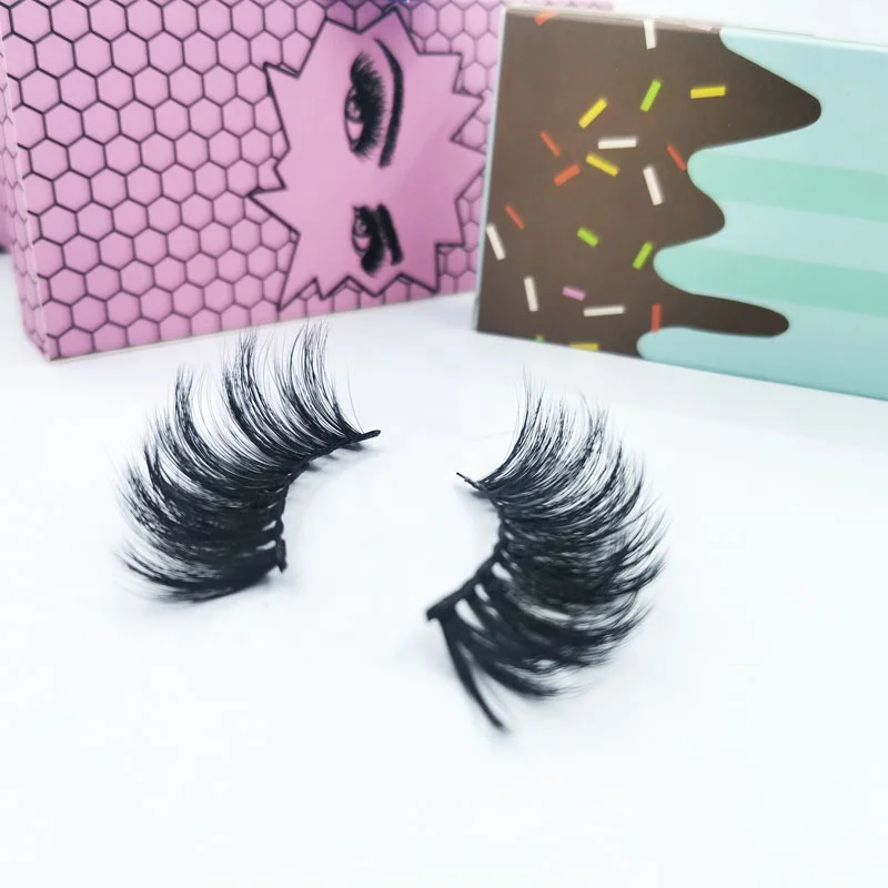 

Y eyelash supplies false eyelashes faux mink 25mm 5d cluster tapered sparse lash with custom cardboard box, Natural black lashes