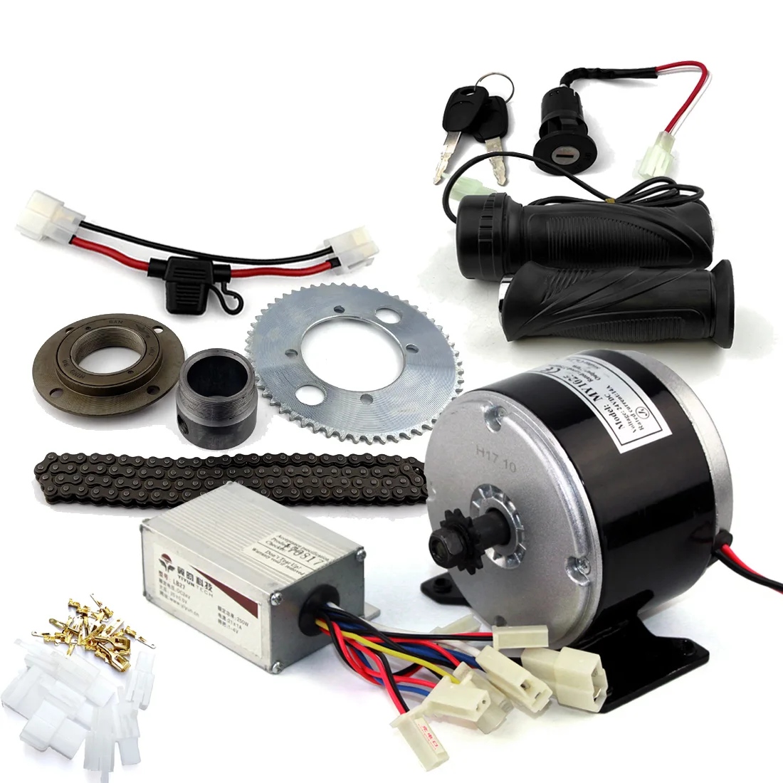 

24V 250W Electric bicycle Motor Kit With 25H Chain 55T Chainwheel Flywheel Adapter And Speed Controller Handle, Black