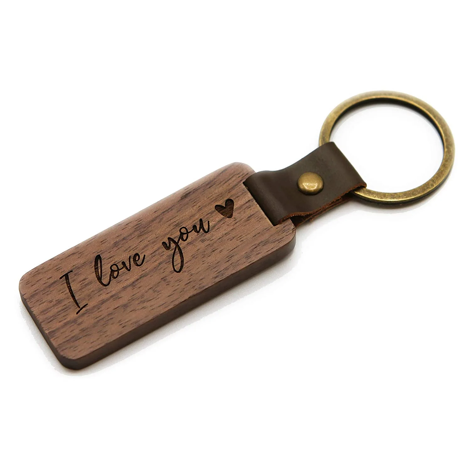 

Father's/Mother's Day Gift Wood Key Chain I Love You Forever Leather Keychain