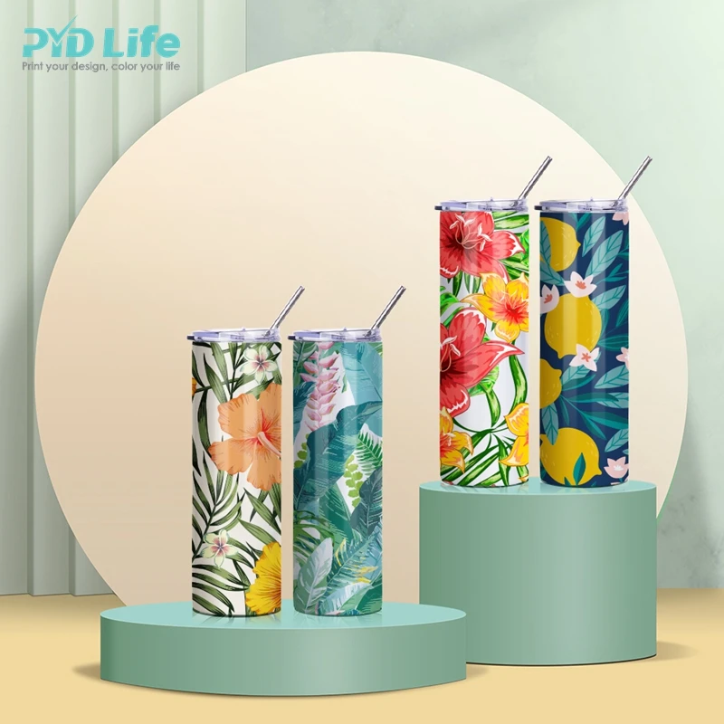 

PYD Life RTS1 Hot Sale White 20 oz Stainless Steel Straight Tumbler Sublimation Blanks Skinny Tumbler Free DDP sea shipping