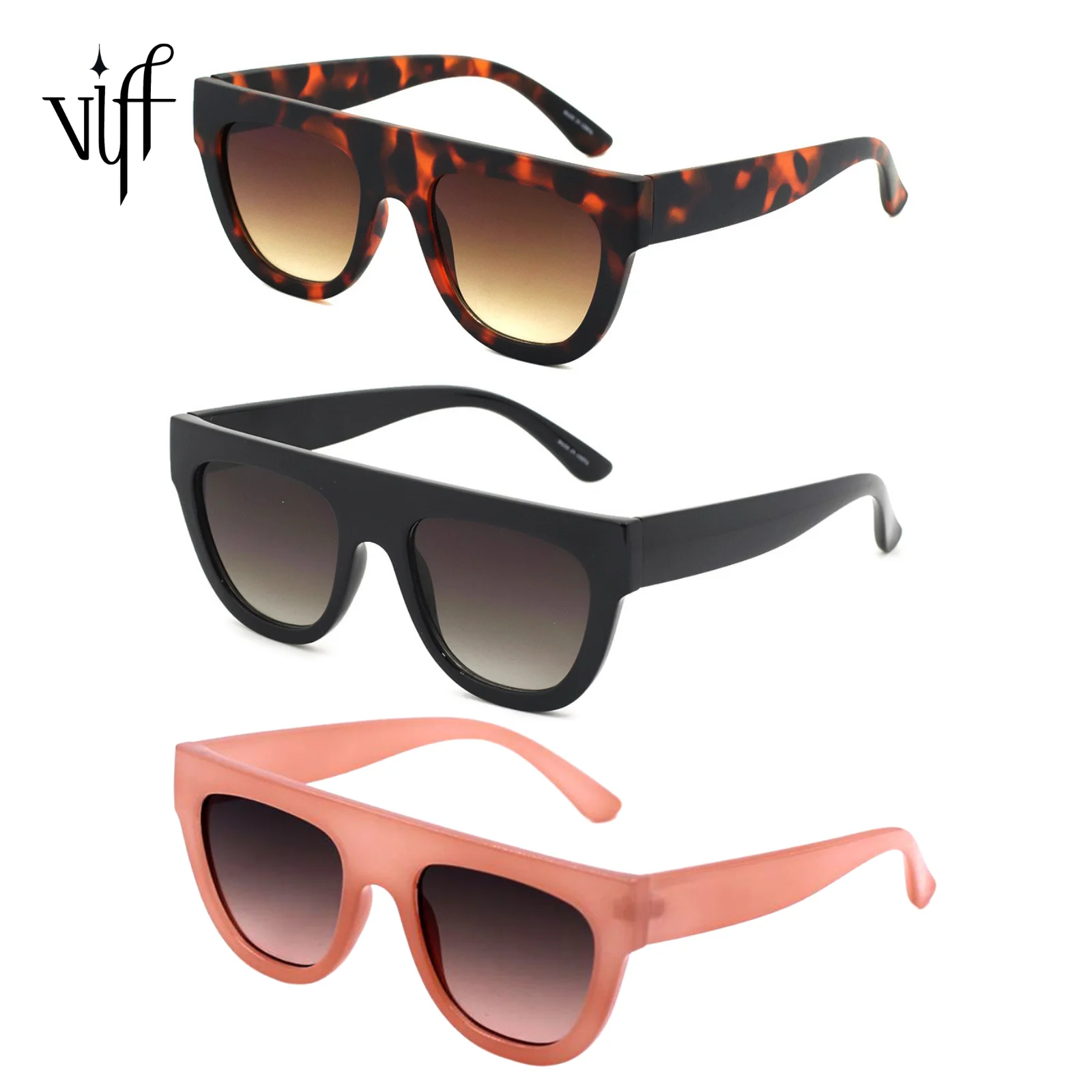 

VIFF HP20611 Fashion UV400 Custom Logo Square Big Frame Black Shades Luxury Brand Sun Glasses Oversized River Sunglasses 2021