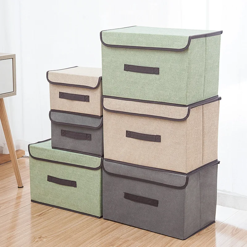 

Household green fabric folding lockers can easily store clothes and store multifunctional non-woven dust-proof storage boxes
