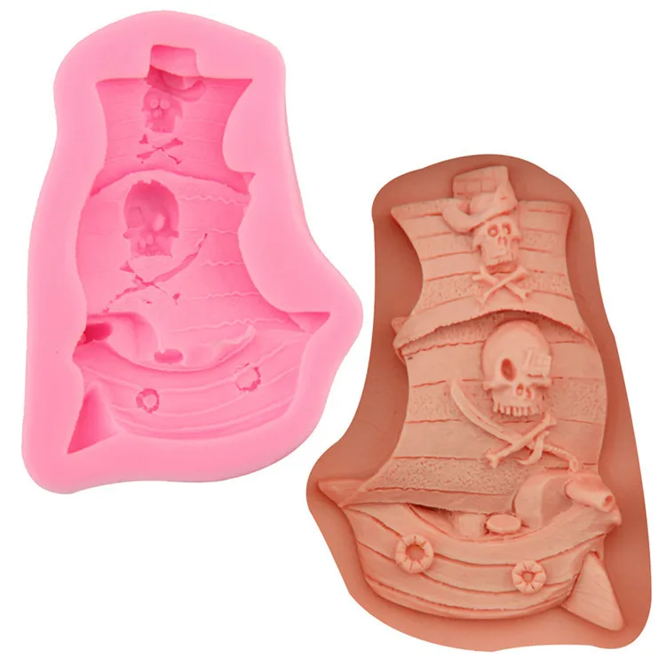 

3D pirate ship silicone mould cake decorating mold fondant chocolate mold, Random