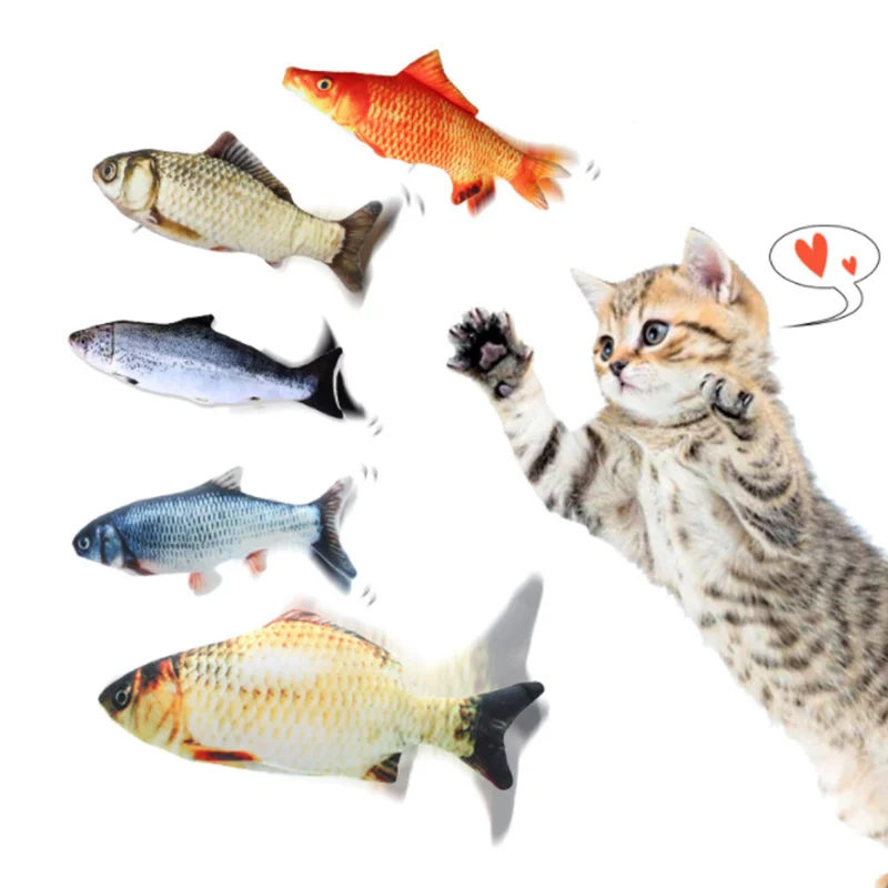 

Amazon New Hot Sale Cat Fish Toy Funny USB Charging Interactive Plush Jumping Moving Fish Cat Toy