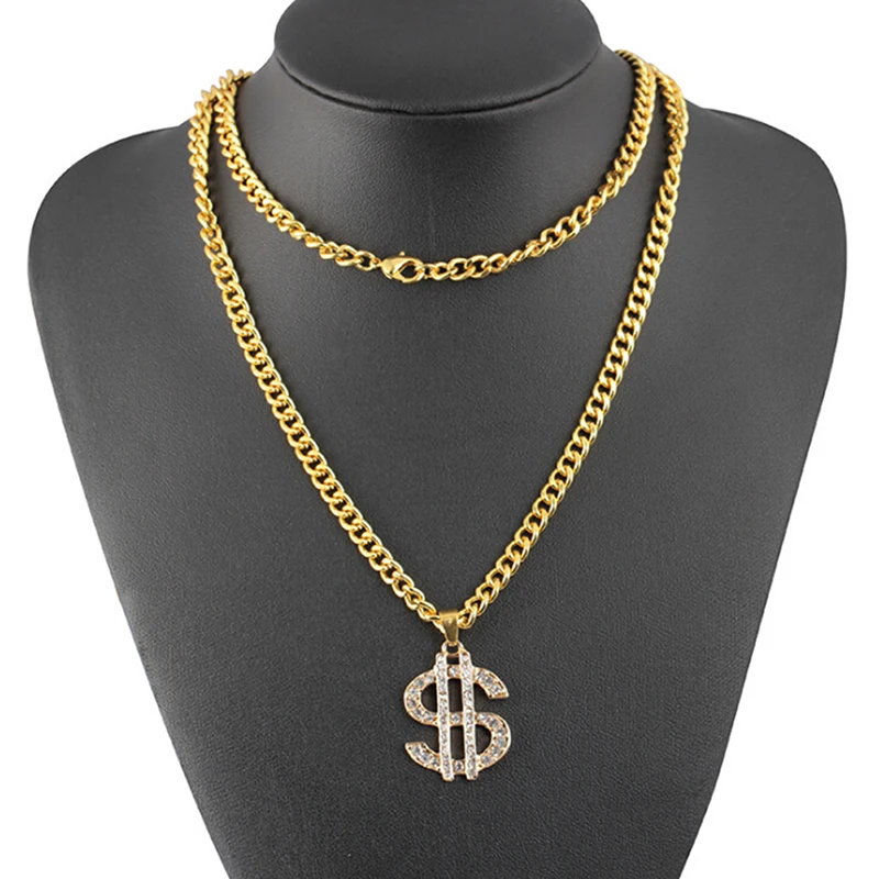 

Hip Hop Rap Gold Color US Dollar Pendant Necklace Chain Accessories Hiphop Jewelry Money for Women Men