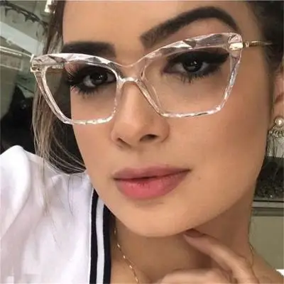 

16051 New Arrival Brand Designer Metal Frame Clear Lens Cat Eye Optical Frame Glasses, As shown