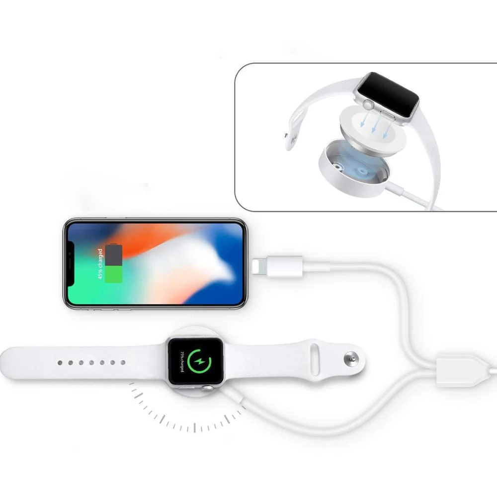

2 In 1 For Apple Watch Charger Wireless Charger Power For Iwatch 6 5 4 3 2 1 Series For Iphone Cable For Iwatch Charger, White