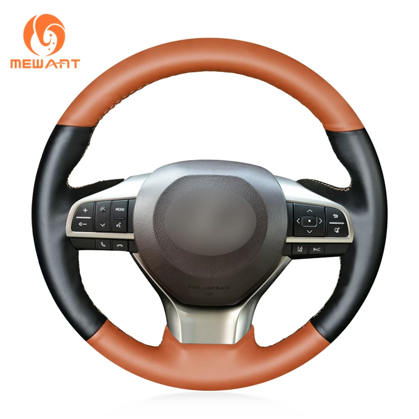

Custom Hand Sewing Brown and Black Artificial Leather Steering Wheel Cover for Lexus ES300h ES350 2016 2017 2018