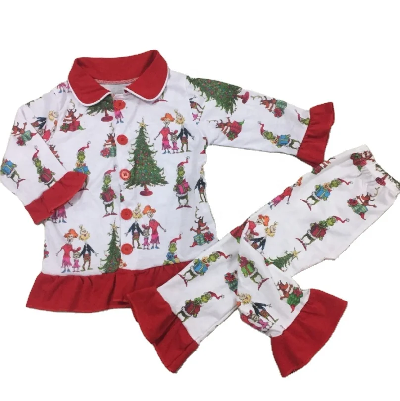 

Hot sale no moq RTS christmas girls boys pajamas clothing sets boutique kids clothes outfits 2021, As picture