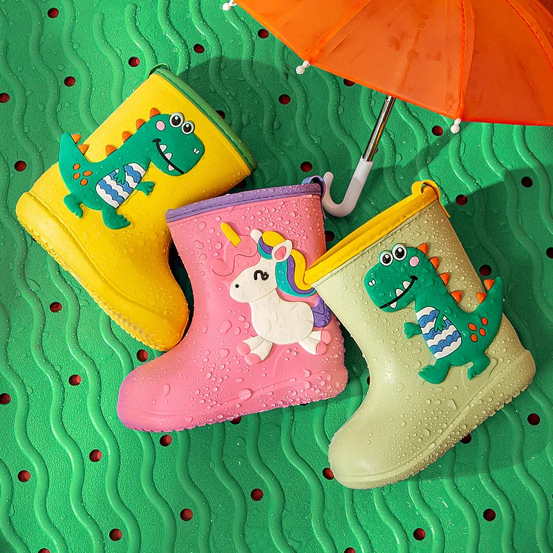 

Cheerful Mario Children Rain Boots Baby Boy Girl EVA Non-slip Outdoor Cartoon Dinosaur Rainboots Kids Waterproof Shoes