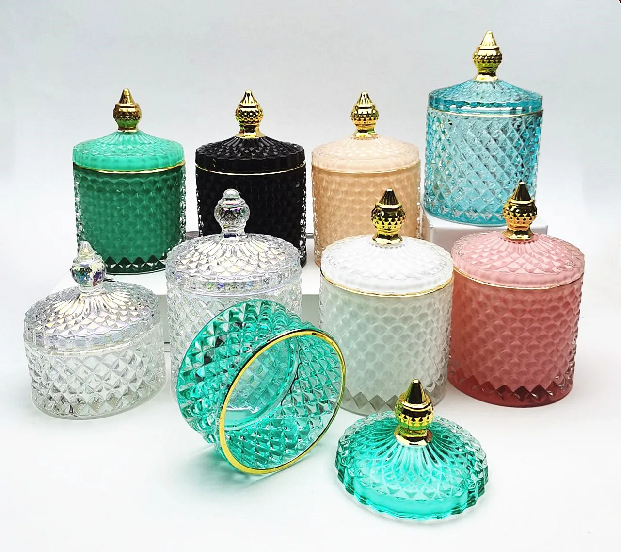 10 Oz Luxury Empty Candle Jars With Lid For Making Glass Candle Holder