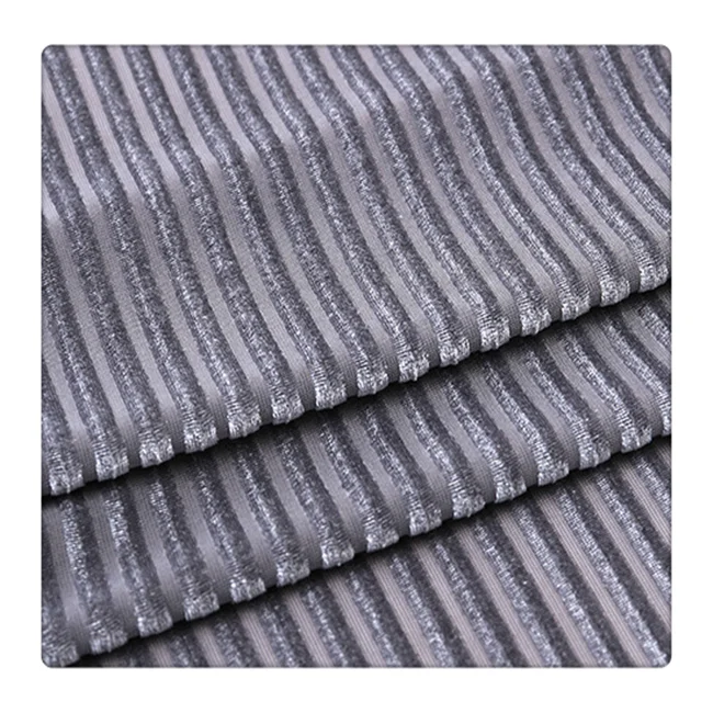 
high quality stretch striped velvet fabric for clothes 