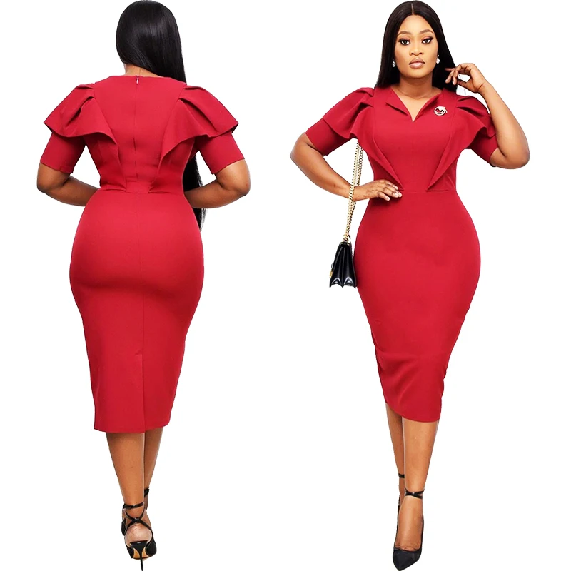 

Guangzhou Cyalaa shoulder sleeve rayon spandex bandage fabric dresses women bodycon lady elegant casual for office 2021