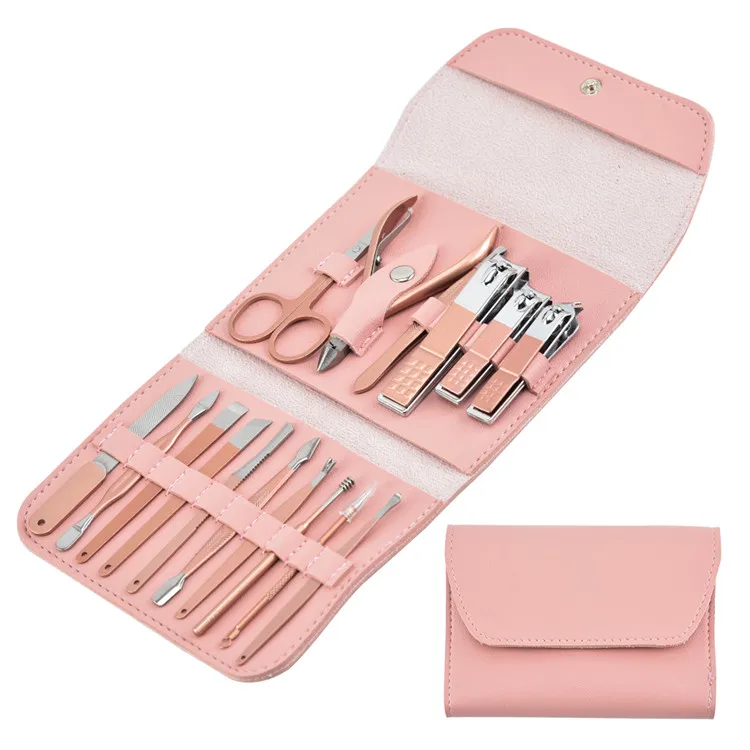 

Beauty And Health Equipment Stainless Steel 16 Piece Rose Gold Ladies Manicure Set