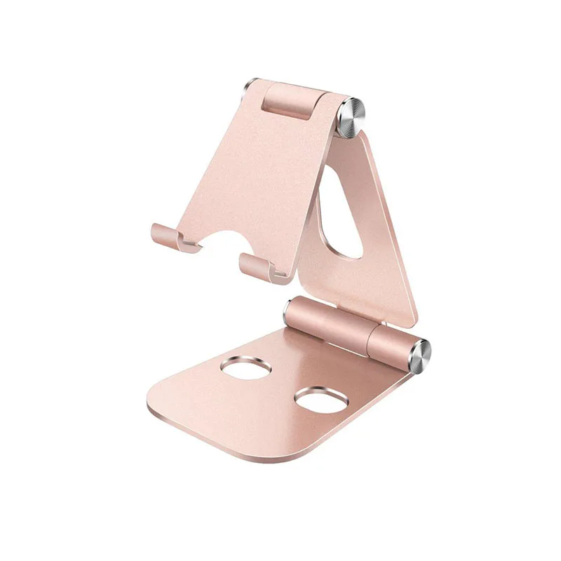 

Free sample Aluminum colorful foldable desk phone holder portable mobile phone holder stand dual foldable cell phone holder, Silver/rose gold/black