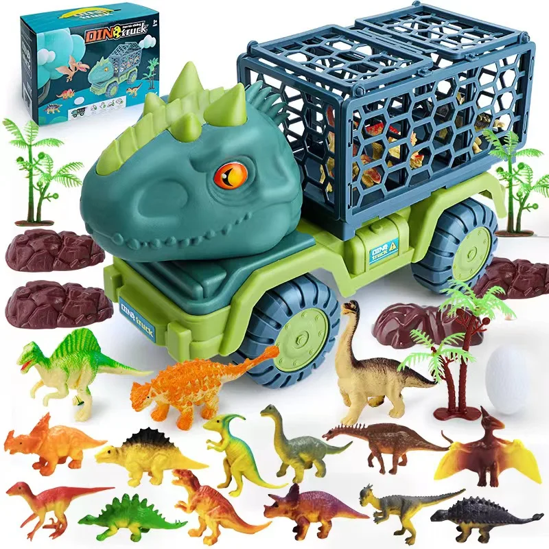 

Dinosaur Truck Model Children's Educational Toys Small Simulation Animal Figures kids Toys For Boy Gift Car set kids